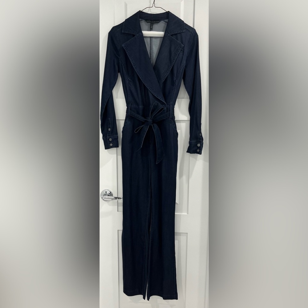 WHITE HOUSE BLACK MARKET Denim Surplice Jumpsuit, Size 0